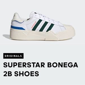 Adidas Superstar Bonega 2B Platform Sneakers White Green Blue Size 6